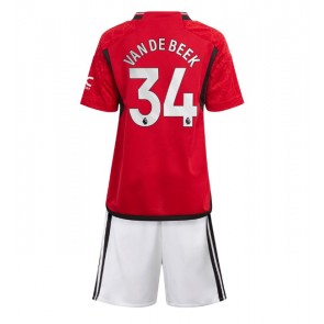 Manchester United Donny van de Beek #34 Domaci Dres za Dječji 2023-24 Kratak Rukavima (+ kratke hlače)